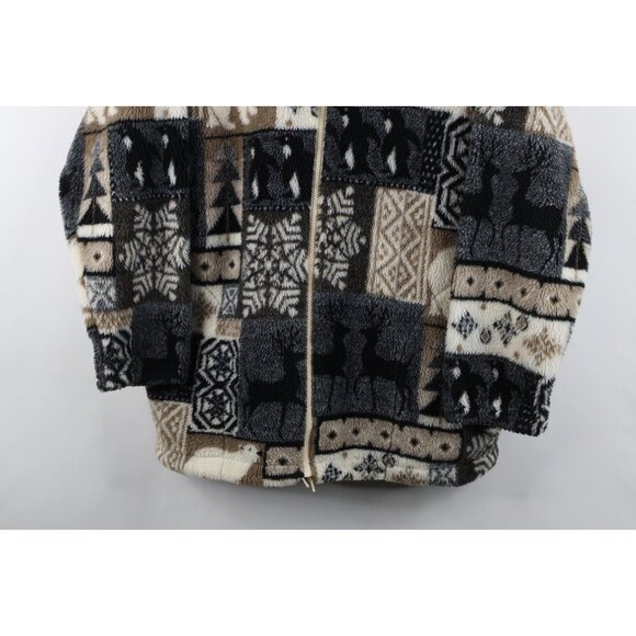 Vtg 90s Streetwear Womens Small Christmas Penguin Polar Bear Fleece Jacket USA - Picture 3 of 14